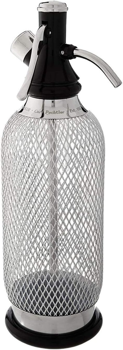 iSi Classic Steel Mesh SodaMaker Bottle (1 Quart) with CO2 Soda Siphon Chargers (10-Pack) Bundle - For making sparkling water beverages
