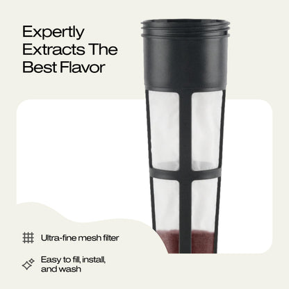 Takeya Deluxe Cold Brew Coffee Maker - BPA-Free Tritan Pitcher with Airtight Leakproof Lid, Silicone Grip Handle, Fine-Mesh Filter - Shatter-Proof, Dishwasher Safe, Made in USA - 2 Quart/Stone