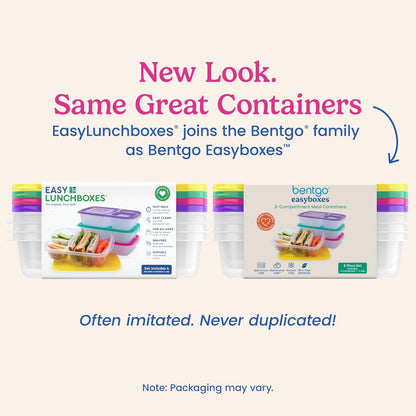 Bentgo Easyboxes - Original Stackable Lunch Boxes - Reusable 3-Compartment Food Containers