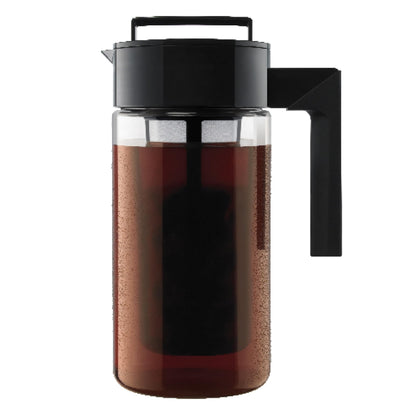 Takeya Deluxe Cold Brew Coffee Maker - BPA-Free Tritan Pitcher with Airtight Leakproof Lid, Silicone Grip Handle, Fine-Mesh Filter - Shatter-Proof, Dishwasher Safe, Made in USA - 2 Quart/Stone