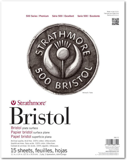 Strathmore 500 Series Bristol | 2-Ply Plate Surface | 15 Sheets