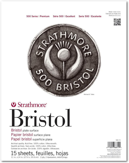 Strathmore 500 Series Bristol | 2-Ply Plate Surface | 15 Sheets