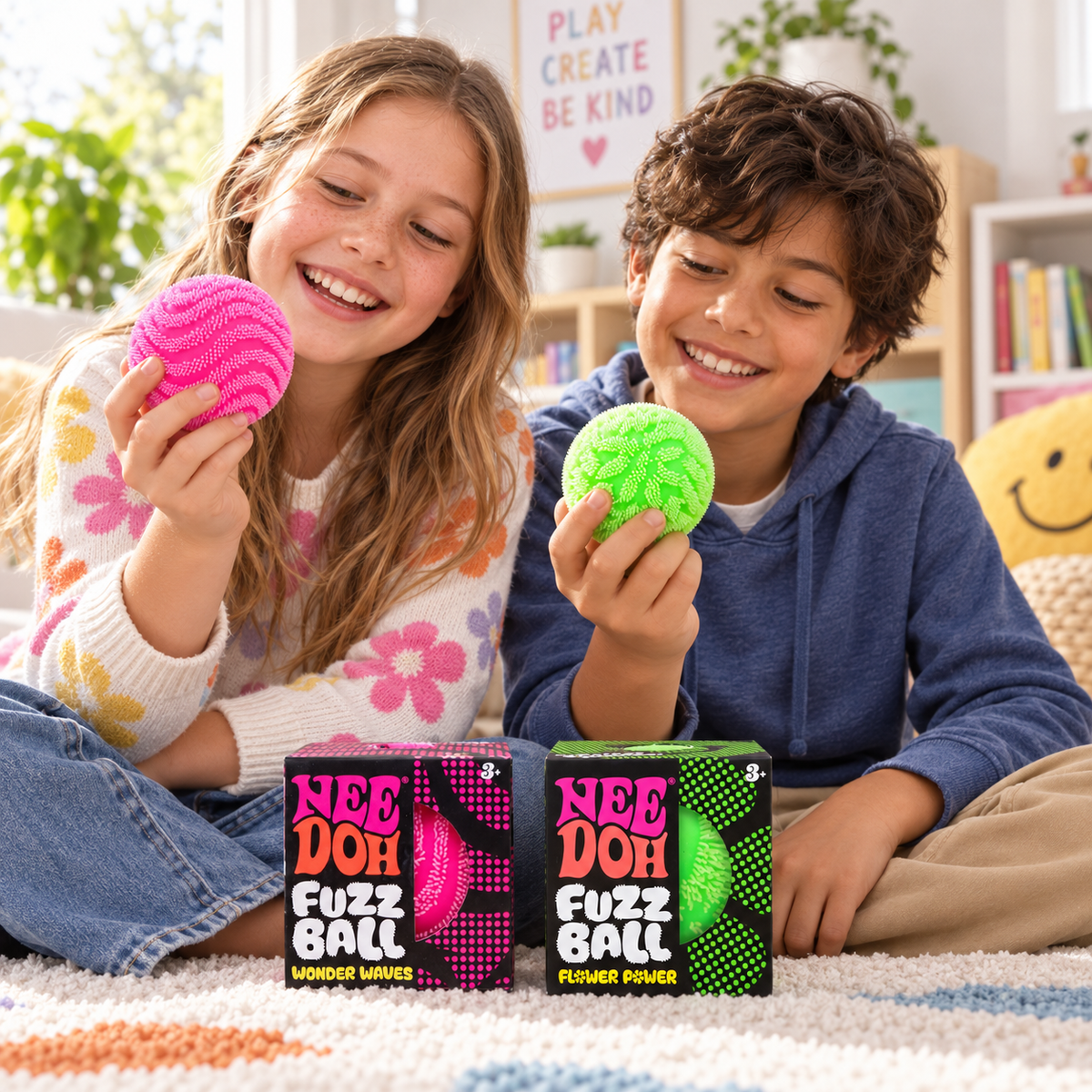 Nee-Doh Fuzz Ball Wonder Squishy | Fuzzy Color-Wave Sensory