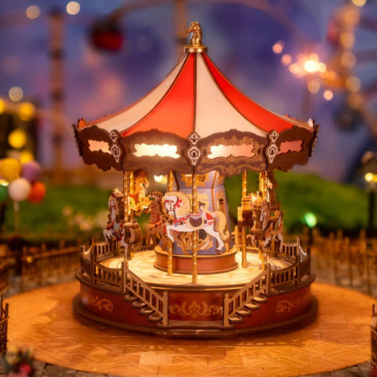AMC01 Rolife Classic Carousel DIY Music Box 3D Wooden Puzzle