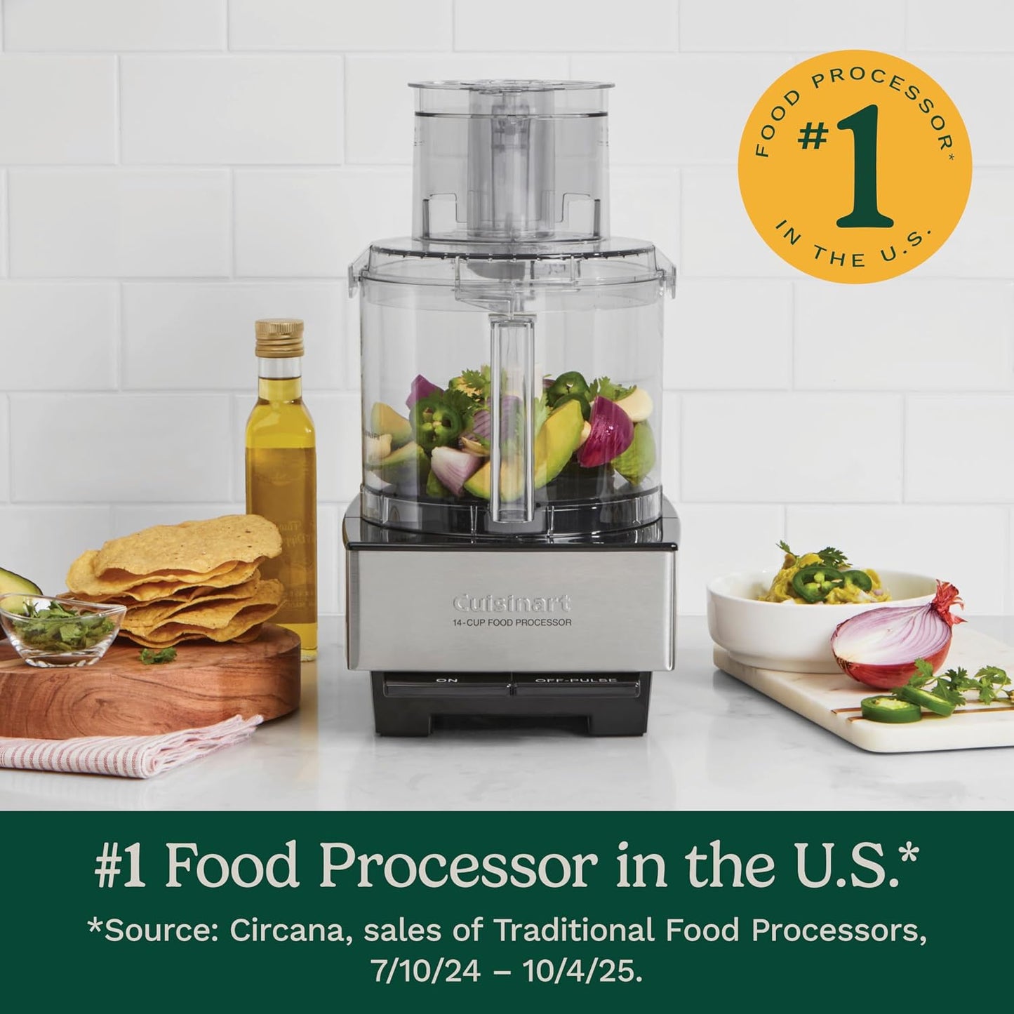 Cuisinart Food Processor, 14-Cup Food Chopper | 720-Watt Motor, Stainless Steel, DFP-14BCNY