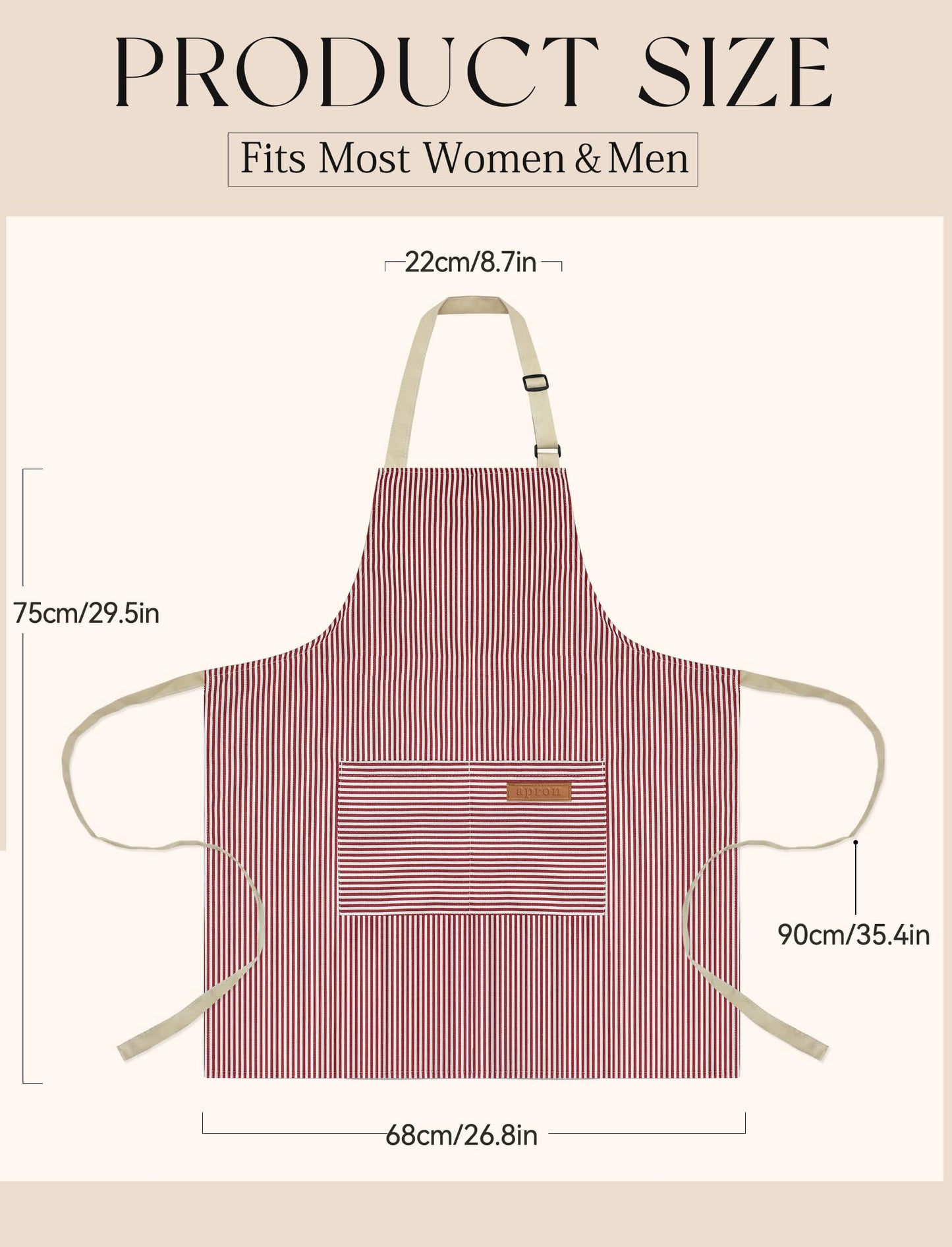 2 Pack Kitchen Cooking Aprons, Soft Aprons for Women Men with 2 Pockets Chef Apron with Adjustable Neck Strap and Long Tie