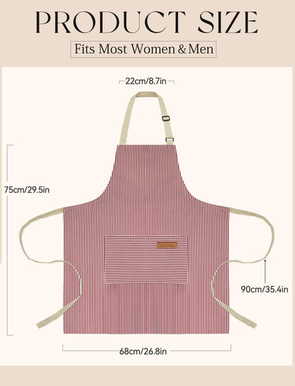 2 Pack Kitchen Cooking Aprons, Soft Aprons for Women Men with 2 Pockets Chef Apron with Adjustable Neck Strap and Long Tie