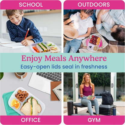 Bentgo Easyboxes - Original Stackable Lunch Boxes - Reusable 3-Compartment Food Containers