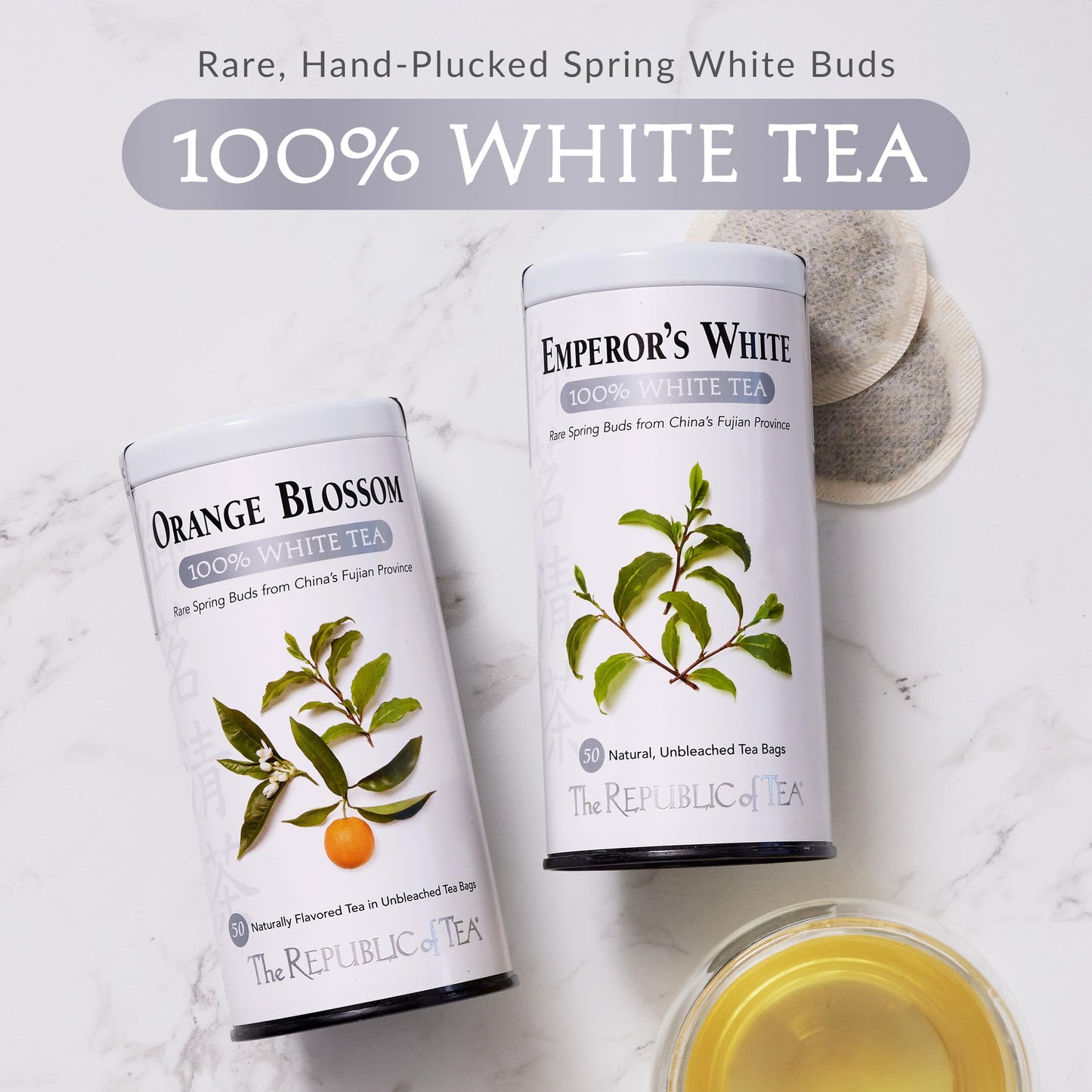 Ginger Peach 100% White Tea, Low Caffeine, 50 Count | The Republic of Tea