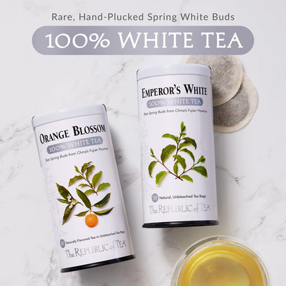 Ginger Peach 100% White Tea, Low Caffeine, 50 Count | The Republic of Tea