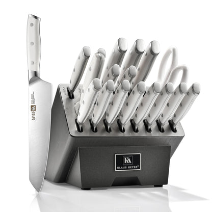 Klaus Meyer Stahl 19-Piece German Steel Kitchen Knife Block Set (Black) | Premium Knife Set, Long-Lasting Sharpness, Versatile Knife Choices, Space-Saving Block, Ideal For Food Prep & Large Gathering
