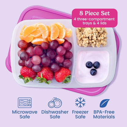 Bentgo Easyboxes - Original Stackable Lunch Boxes - Reusable 3-Compartment Food Containers