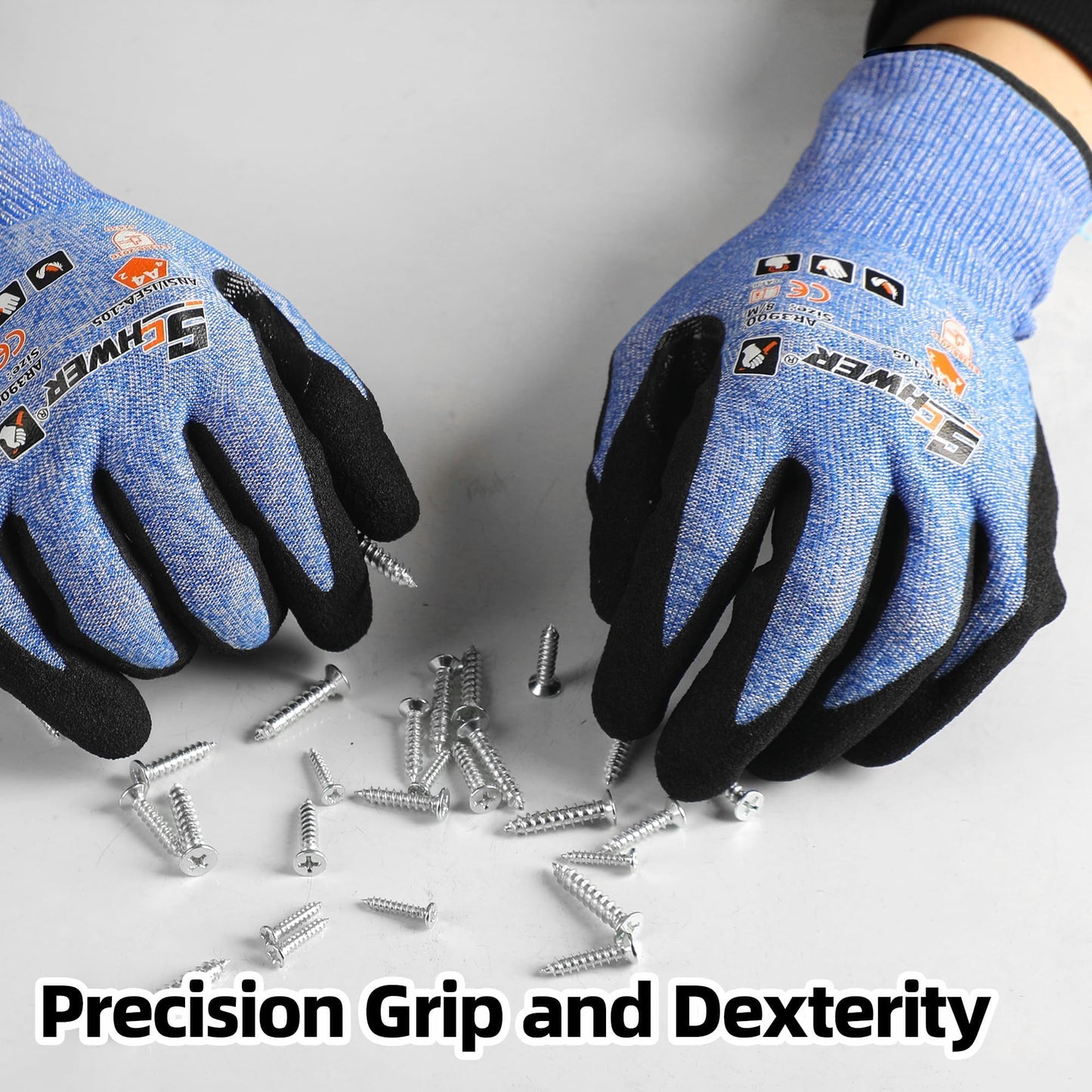 Schwer A4 AIR-SKIN Cut Resistant Work Gloves with Extreme Lightweight & Thin, Grip Glove for Fishing, Refined Work, Gardening Gloves for Yard, Touchscreen, 3D-Comfort Fit, Men Women Gifts, AR3900, L