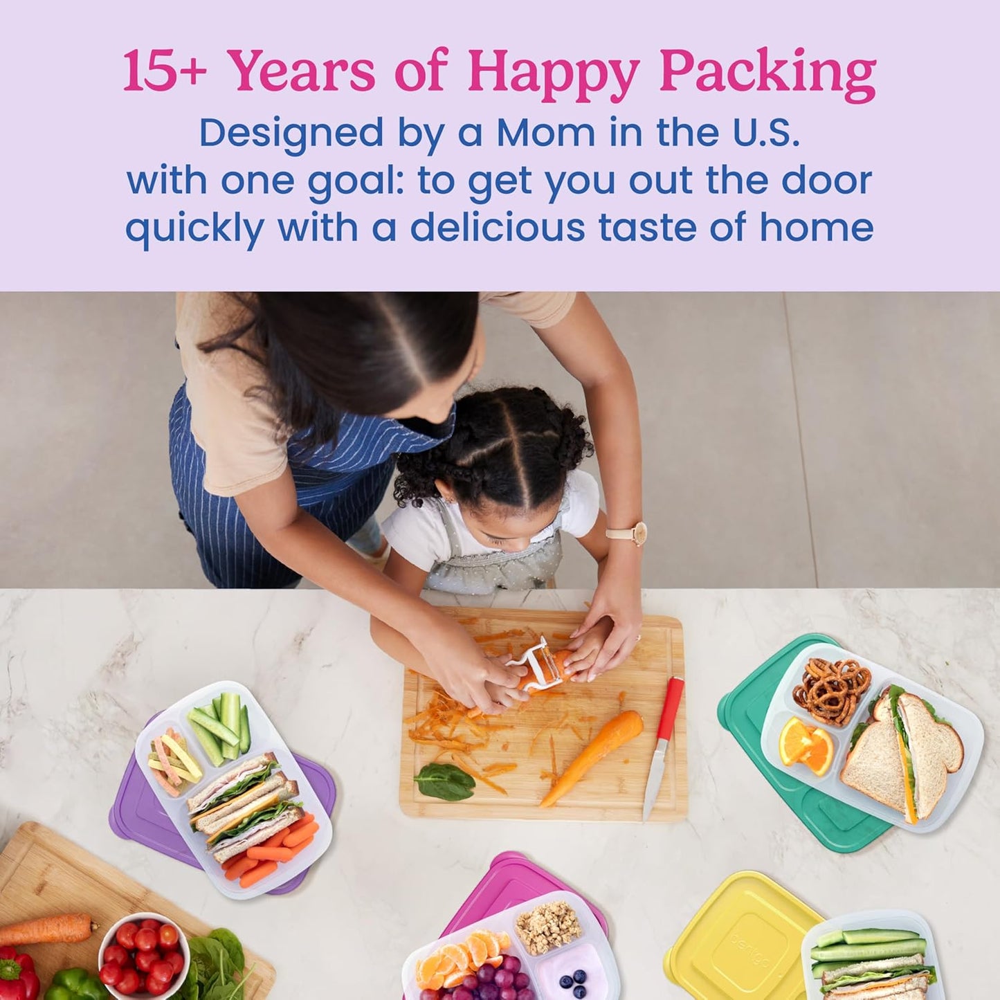 Bentgo Easyboxes - Original Stackable Lunch Boxes - Reusable 3-Compartment Food Containers