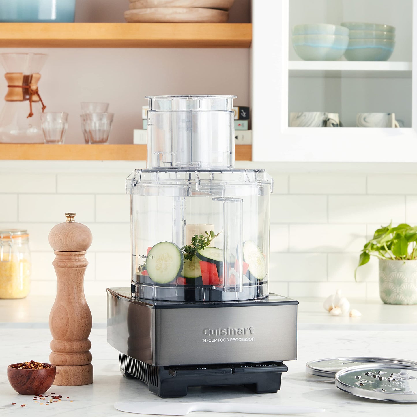 Cuisinart Food Processor, 14-Cup Vegetable Food Chopper for Mincing, Dicing, Shredding, Puree & Kneading Dough, 720-Watt Motor, Stainless Steel, DFP-14BCNY