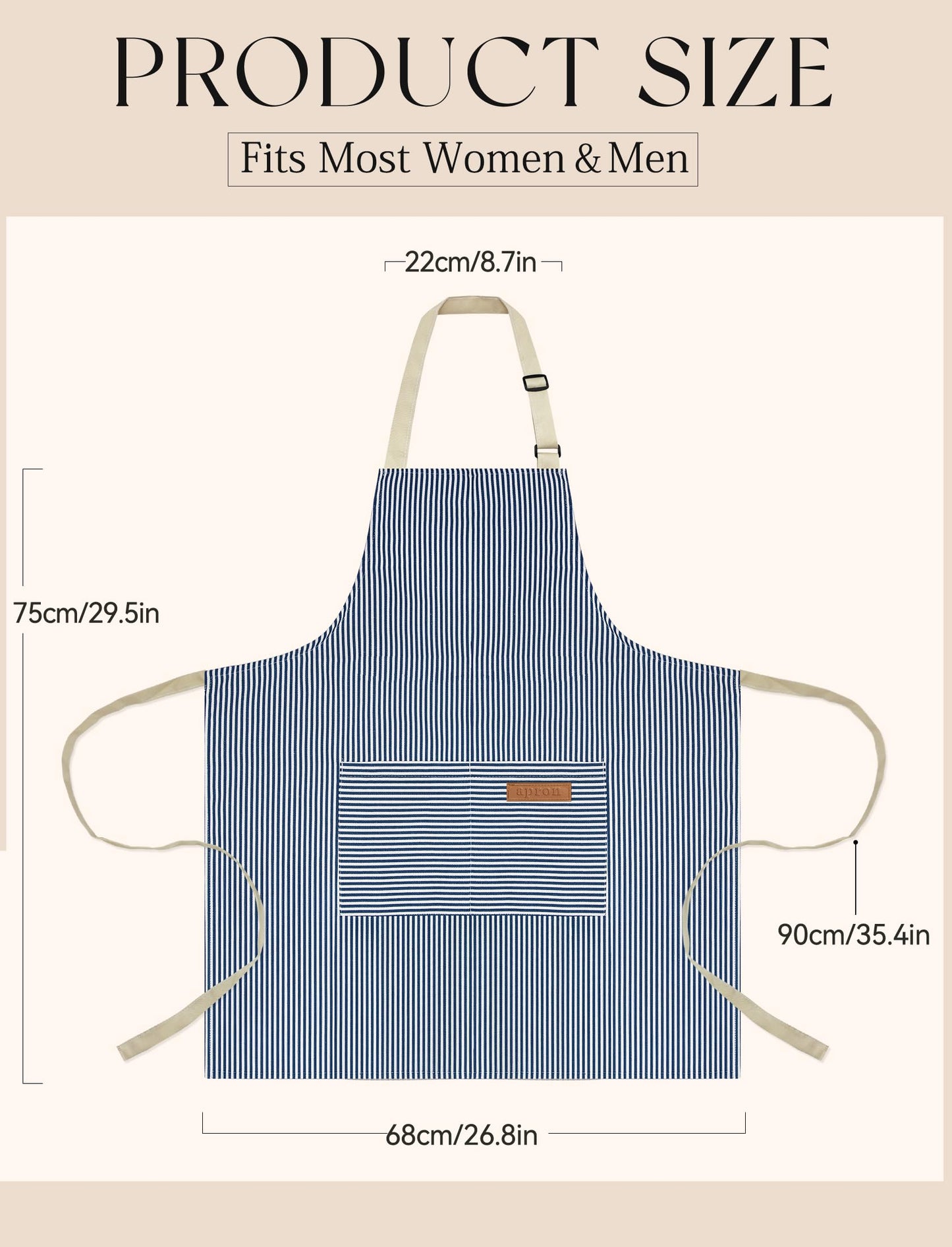 2 Pack Kitchen Cooking Aprons, Soft Aprons for Women Men with 2 Pockets Chef Apron with Adjustable Neck Strap and Long Tie