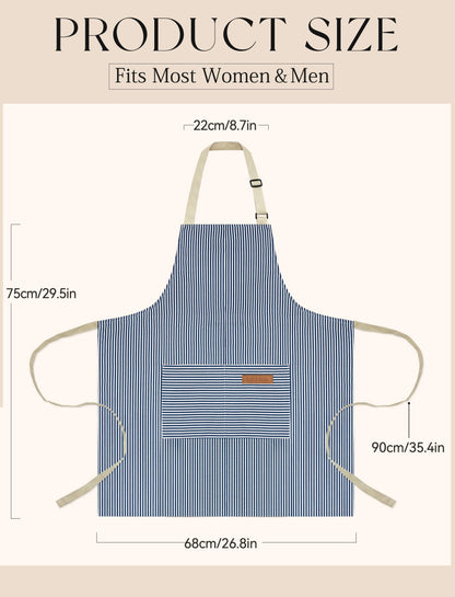 2 Pack Kitchen Cooking Aprons, Soft Aprons for Women Men with 2 Pockets Chef Apron with Adjustable Neck Strap and Long Tie