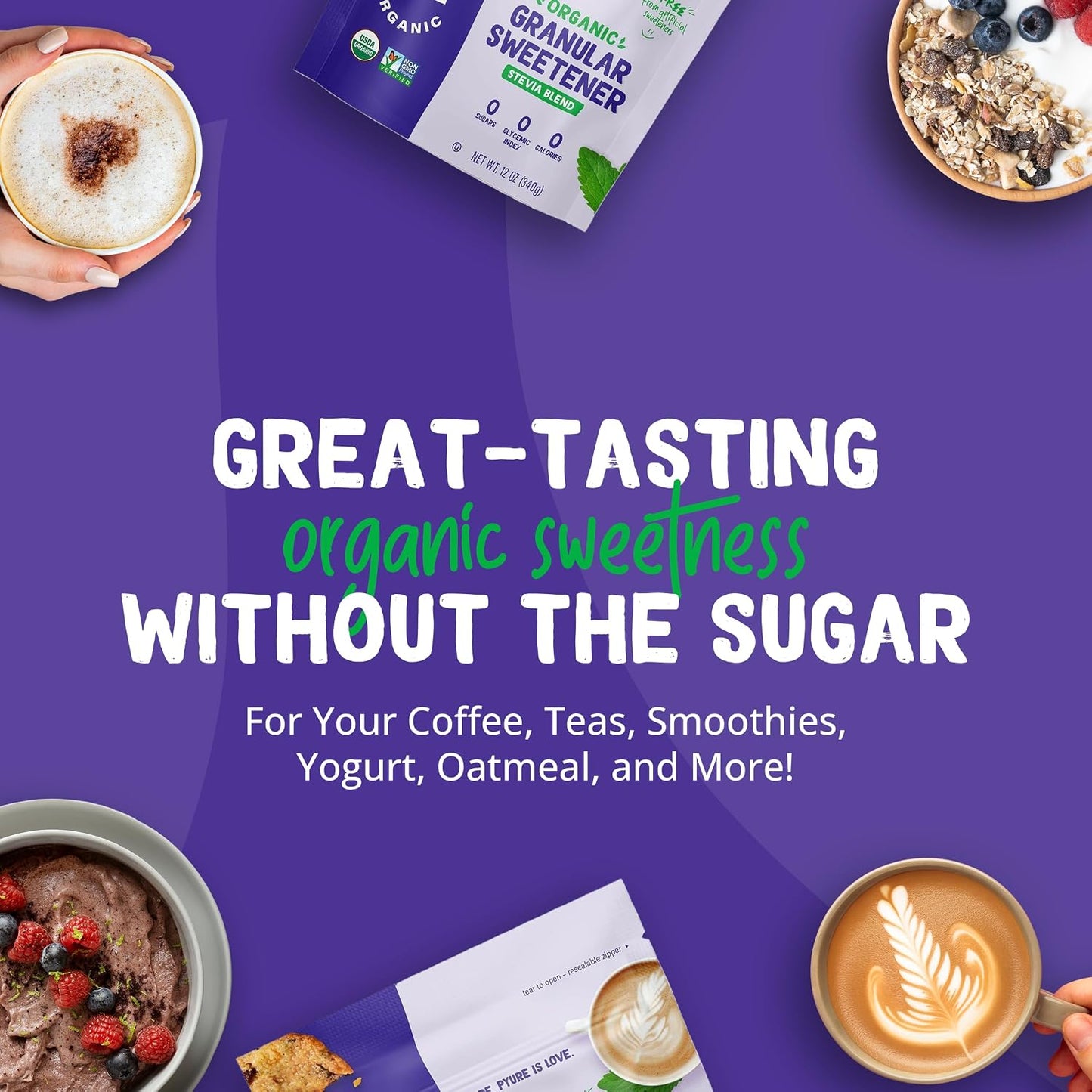 Pyure Organic Stevia Blend | Zero Calorie Sugar Substitute, 24 Oz Pouch