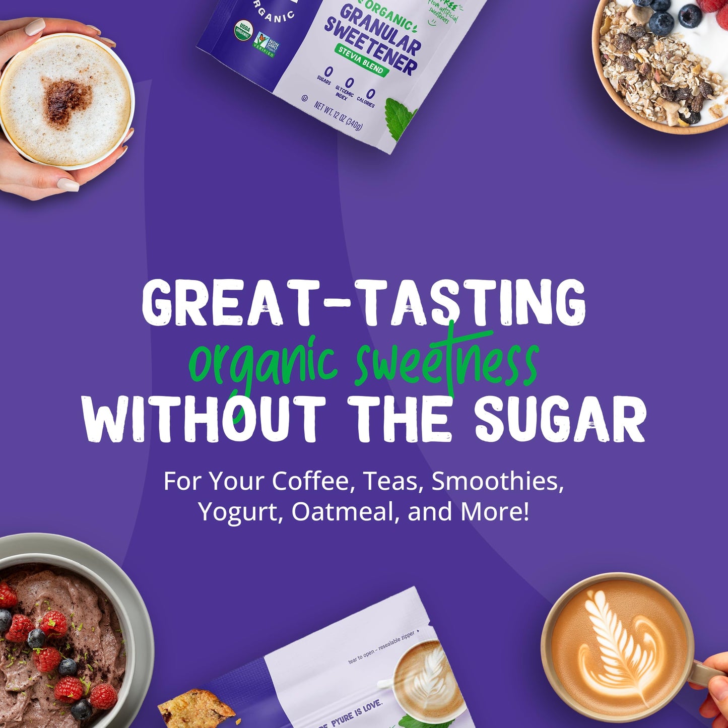 Pyure Organic Stevia Blend | Zero Calorie Sugar Substitute, 24 Oz Pouch