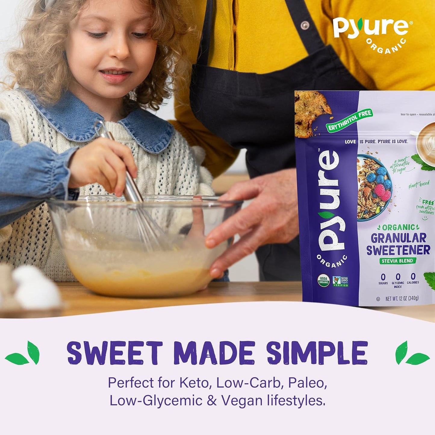 Pyure Organic Stevia Blend | Zero Calorie Sugar Substitute, 24 Oz Pouch