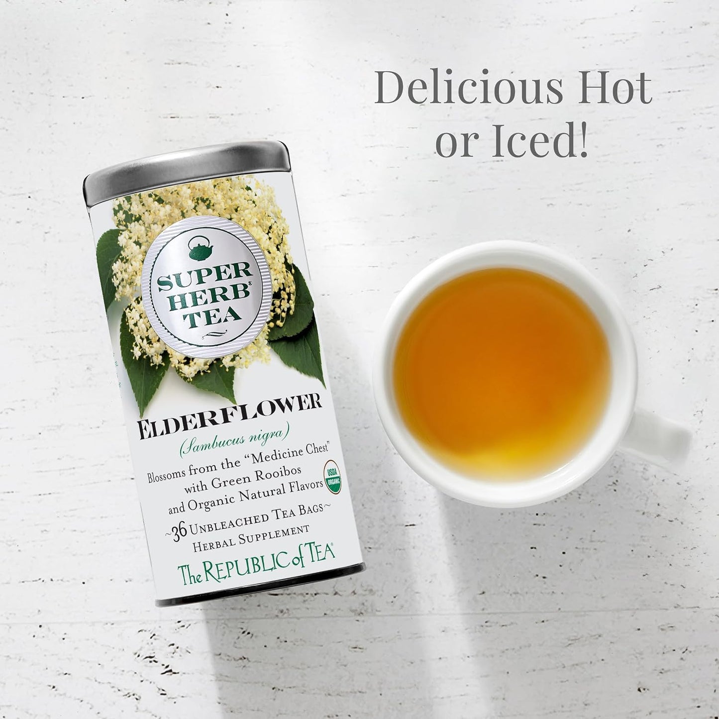 Organic Elderflower SuperHerb Tea Naturally Caffeine-Free 36 Ct. | The Republic of Tea