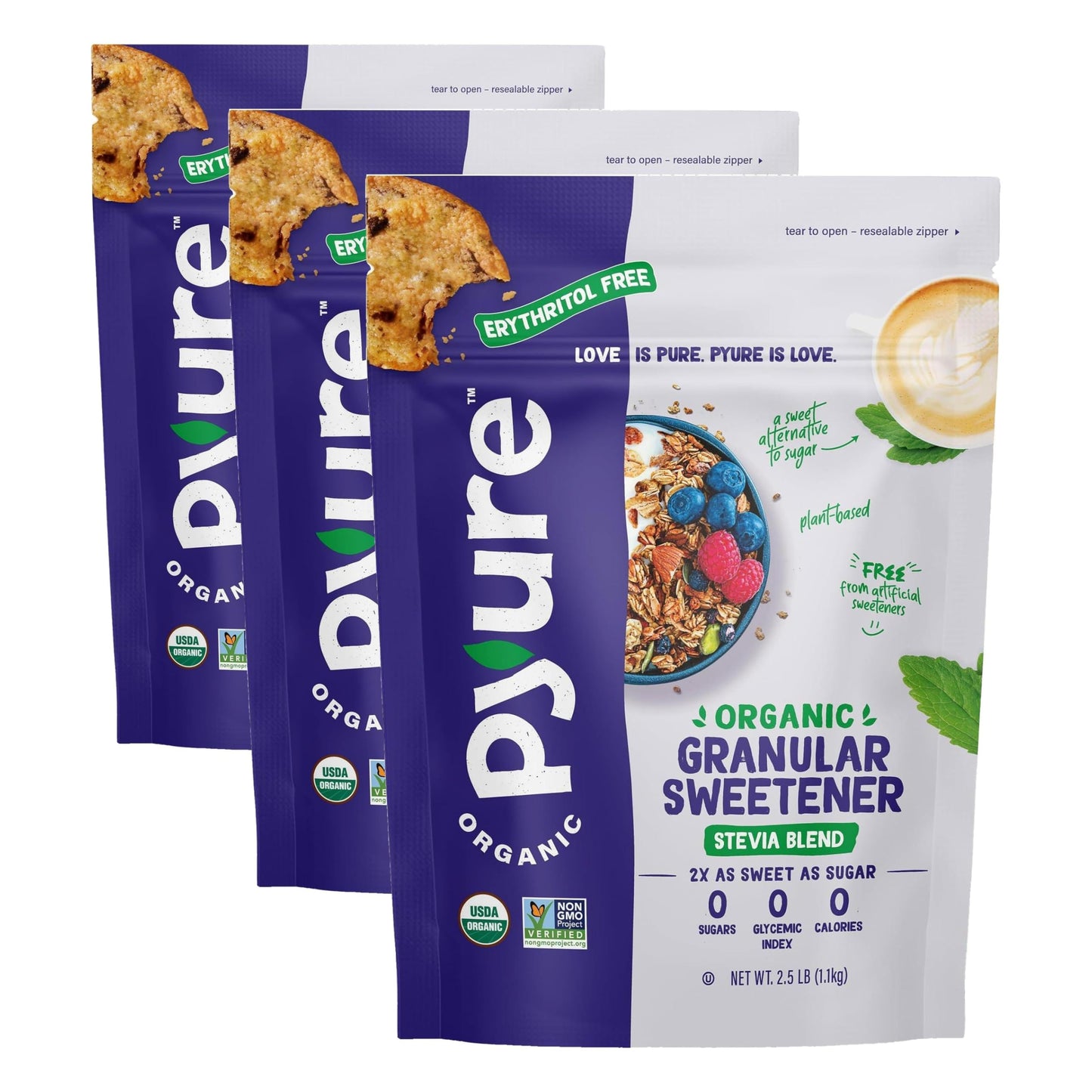 Pyure Organic Stevia Blend | Zero Calorie Sugar Substitute, 24 Oz Pouch