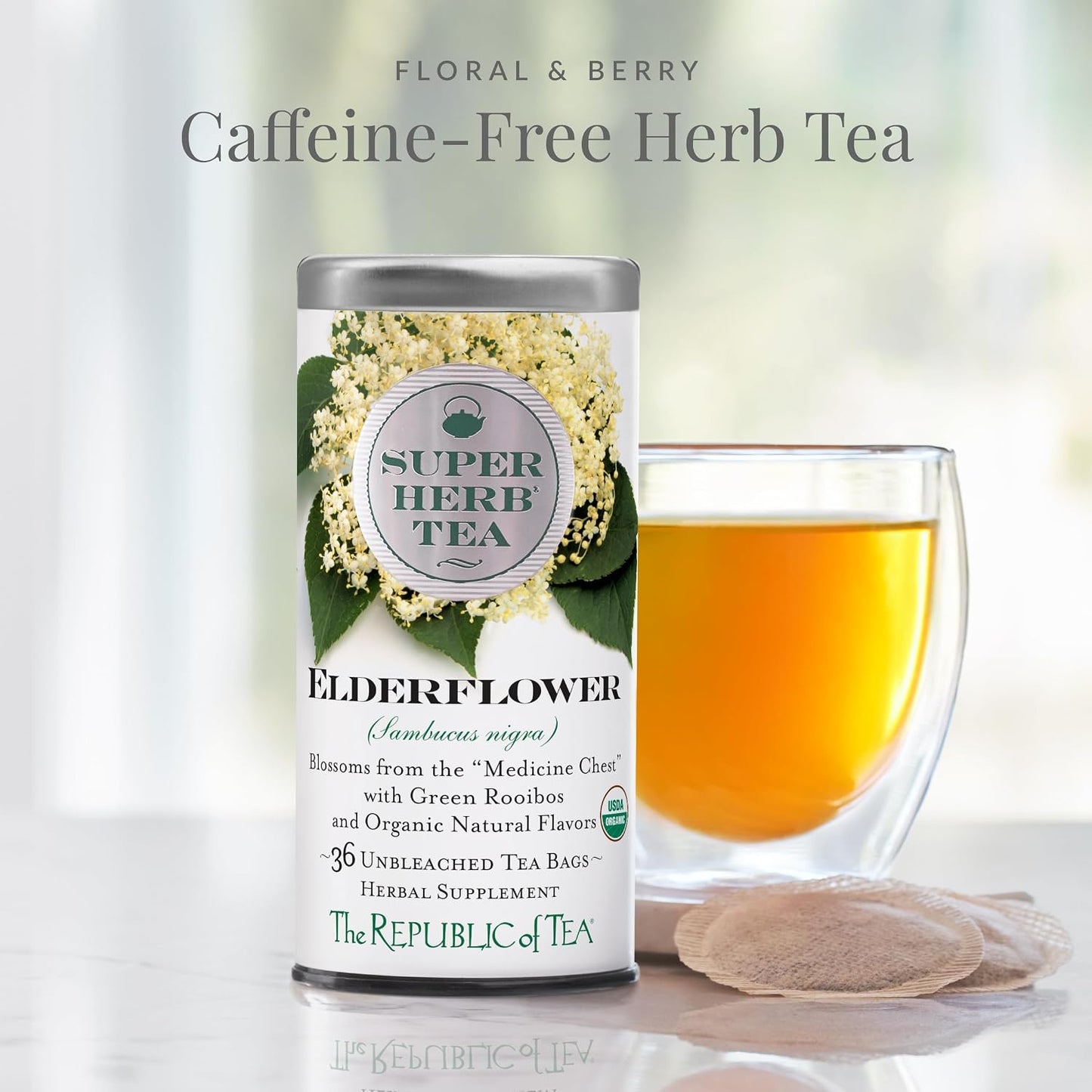 Organic Elderflower SuperHerb Tea Naturally Caffeine-Free 36 Ct. | The Republic of Tea