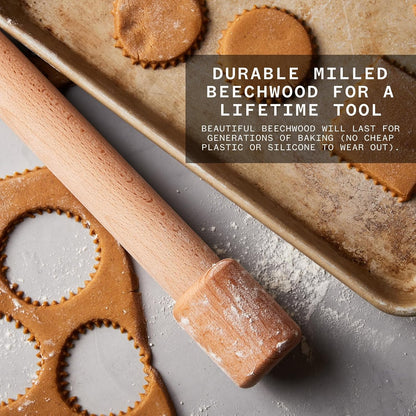 Beechwood Rolling Pin with Height Guides