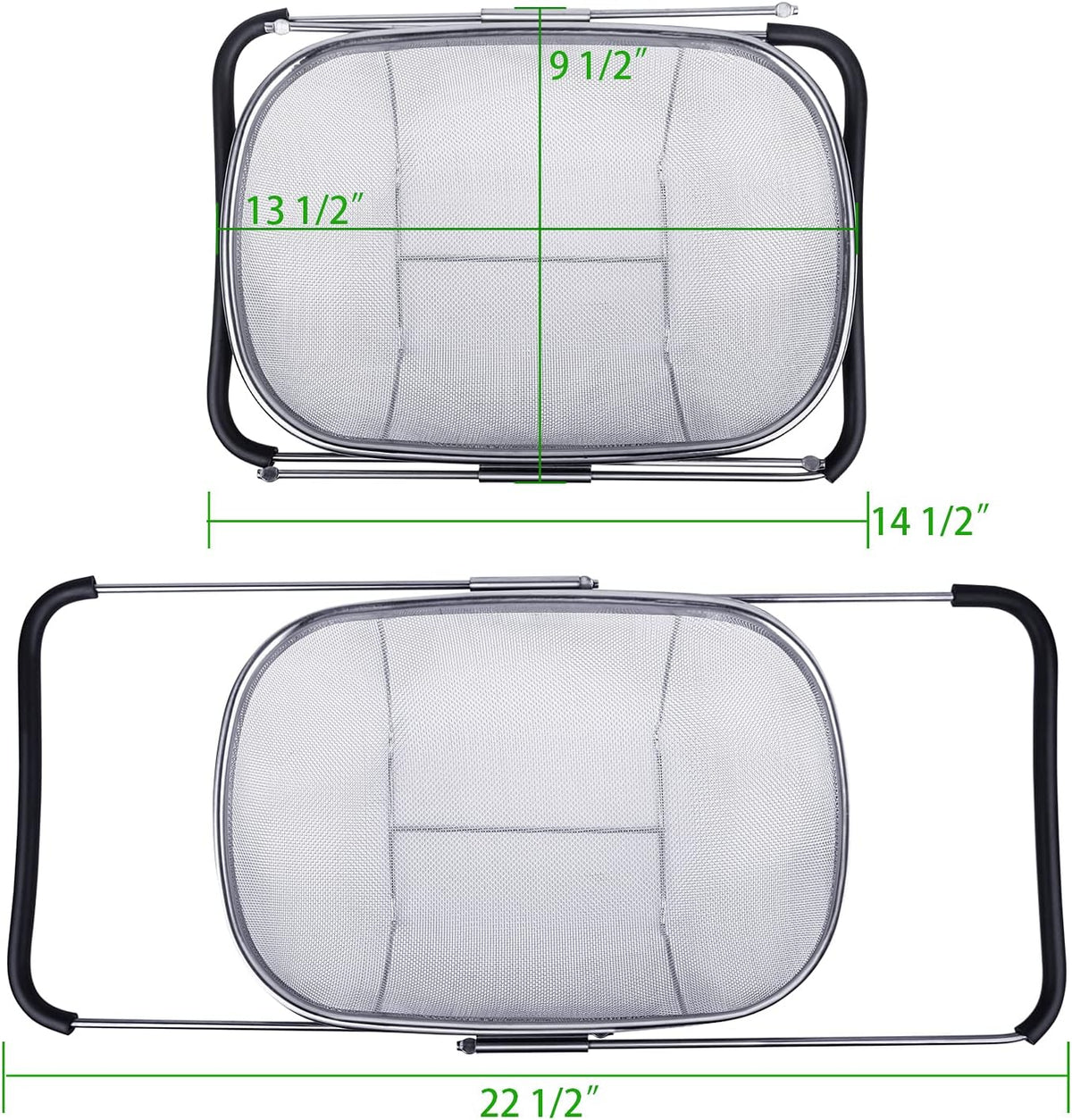 6-Quart Large Over The Sink Colander | Stainless Steel Fine Mesh Strainer