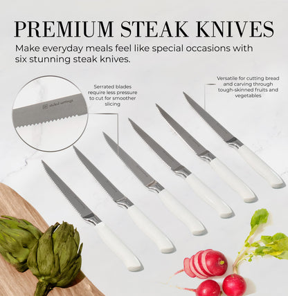 Styled Settings Gold Knife Set with Block and Built-In Sharpener, 14-Piece