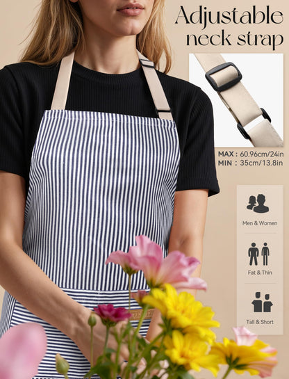 2 Pack Kitchen Cooking Aprons, Soft Aprons for Women Men with 2 Pockets Chef Apron with Adjustable Neck Strap and Long Tie