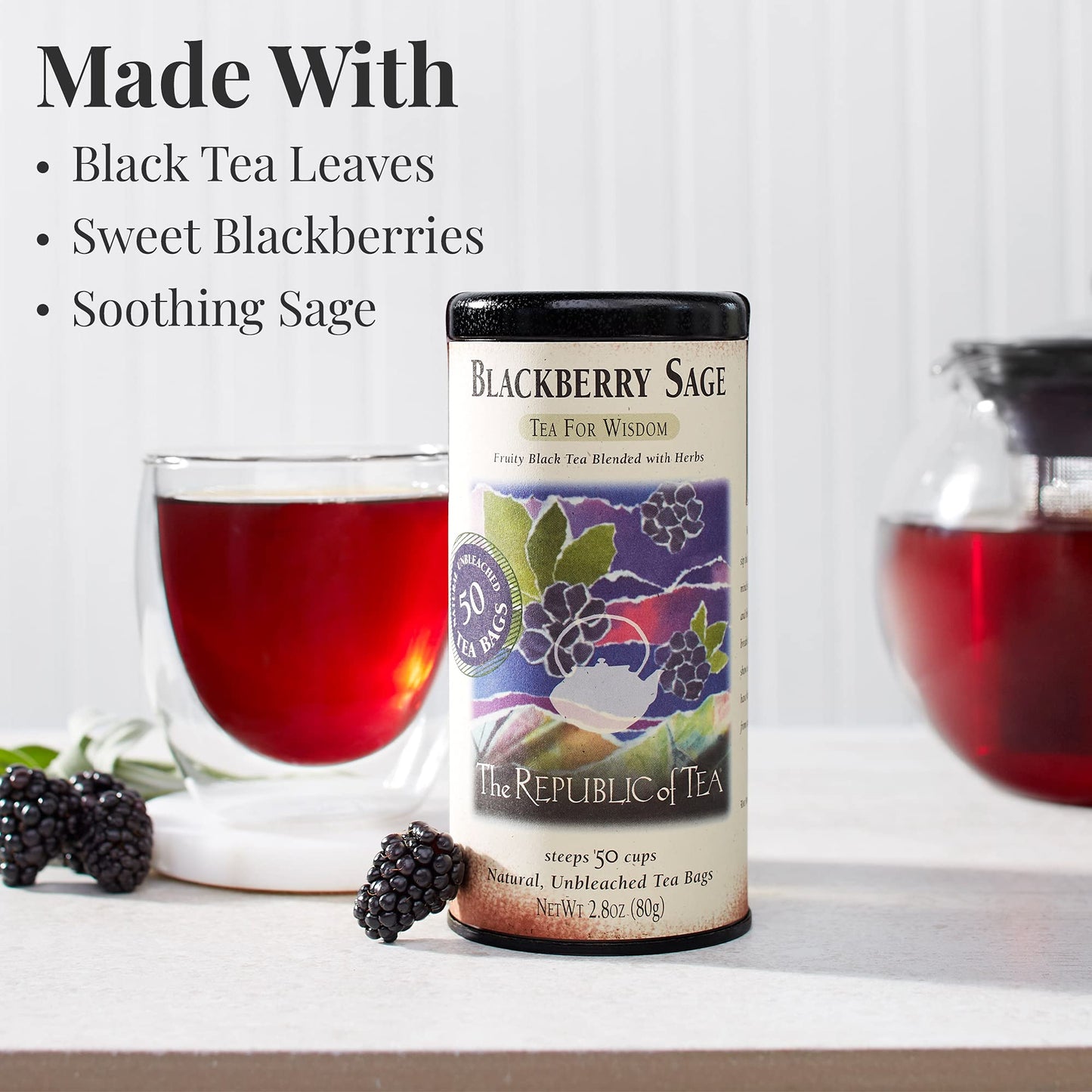 Blackberry Sage Black Tea, 50 Count | The Republic of Tea