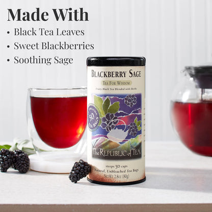 Blackberry Sage Black Tea, 50 Count | The Republic of Tea