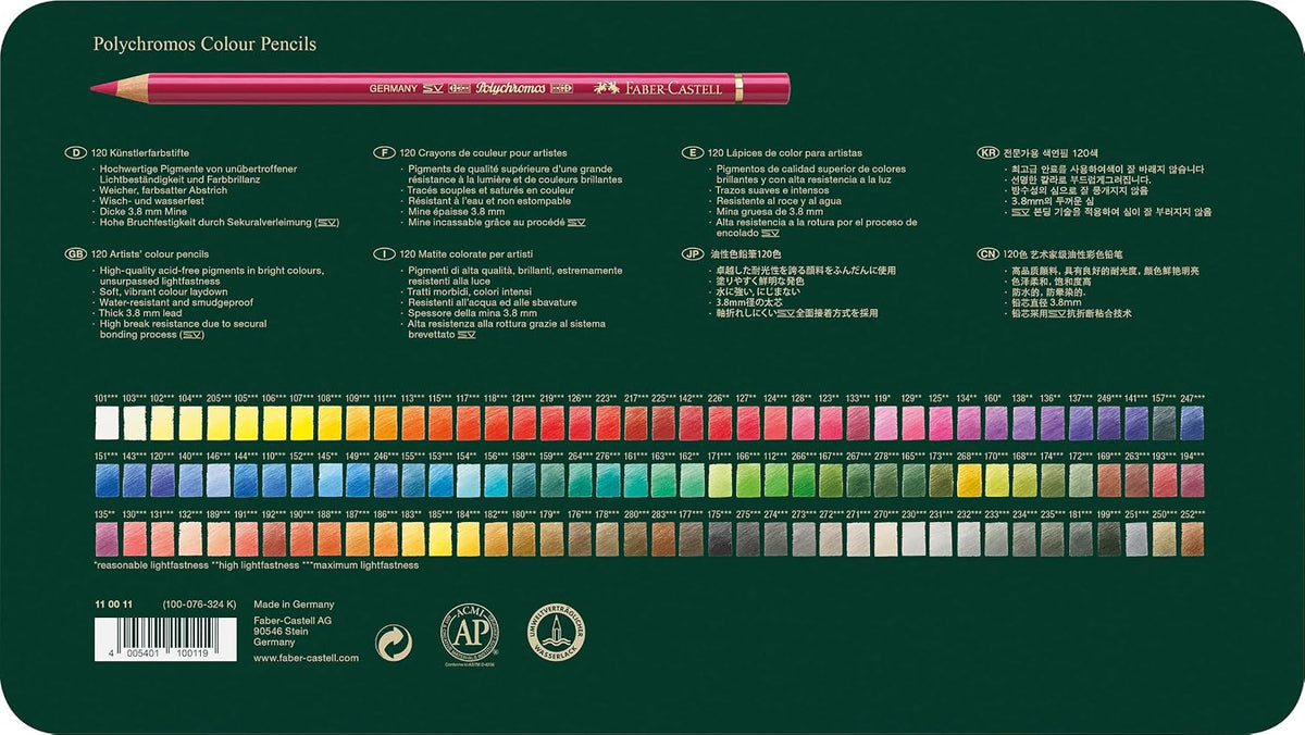 Faber-Castell Polychromos Artists' Color Pencils | Tin of 120 Colors