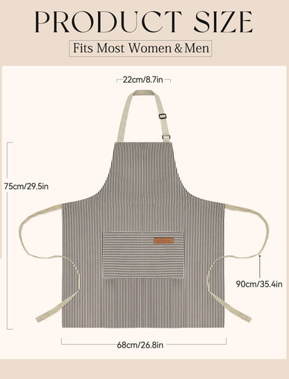 2 Pack Kitchen Cooking Aprons, Soft Aprons for Women Men with 2 Pockets Chef Apron with Adjustable Neck Strap and Long Tie