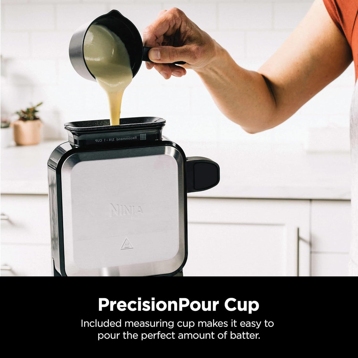 Ninja precision-pour cup filling the waffle maker