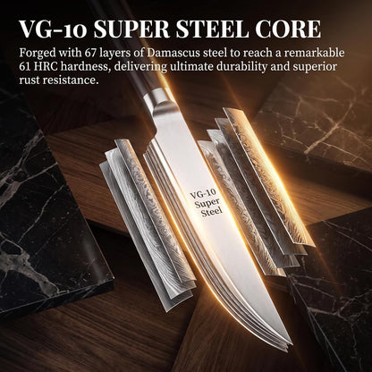 6-Piece Damascus Non-Serrated Steak Knife Set