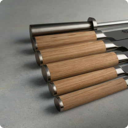 Shun Classic Blonde 7 Piece Block Set | Includes 5 Classic Blonde Knives, Honing Steel and Knife Block, Damascus Stainless Steel Cladding, Pakkawood Handle