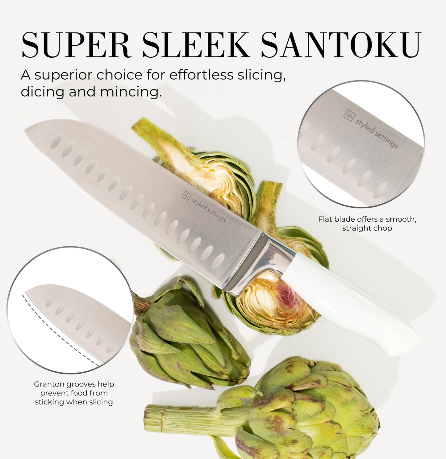 Styled Settings Gold Knife Set with Block and Built-In Sharpener, 14-Piece