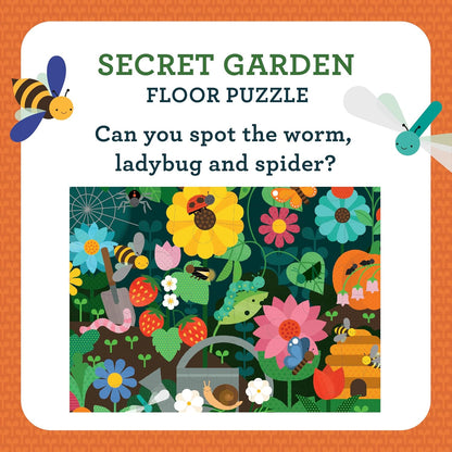 Petit Collage Floor Puzzle, Secret Garden, 24-Pieces – Large Puzzle for Kids, Completed Garden Puzzle Measures 18” x 24” – Makes a Great Gift Idea for Ages 3+