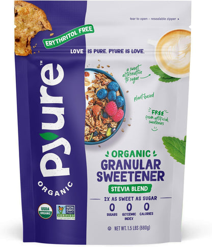 Pyure Organic Stevia Blend | Zero Calorie Sugar Substitute, 24 Oz Pouch