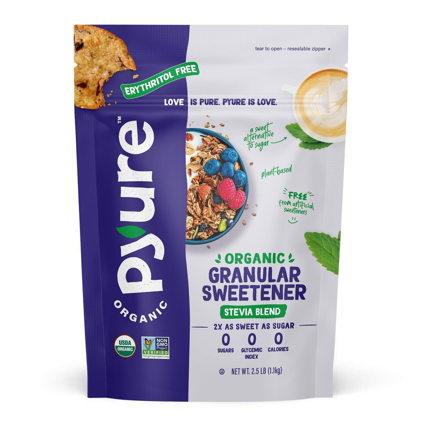 Pyure Organic Stevia Blend | Zero Calorie Sugar Substitute, 24 Oz Pouch