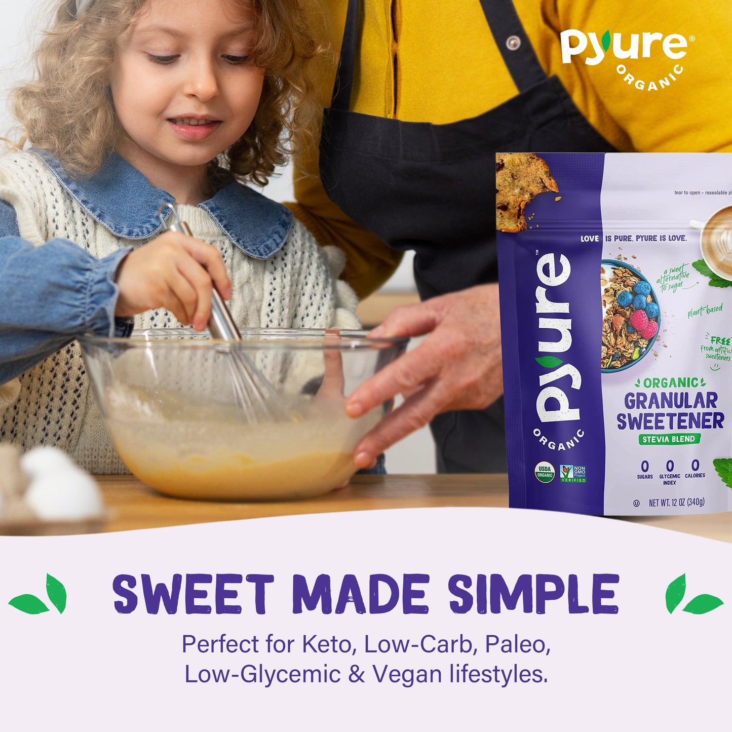Pyure Organic Stevia Blend | Zero Calorie Sugar Substitute, 24 Oz Pouch