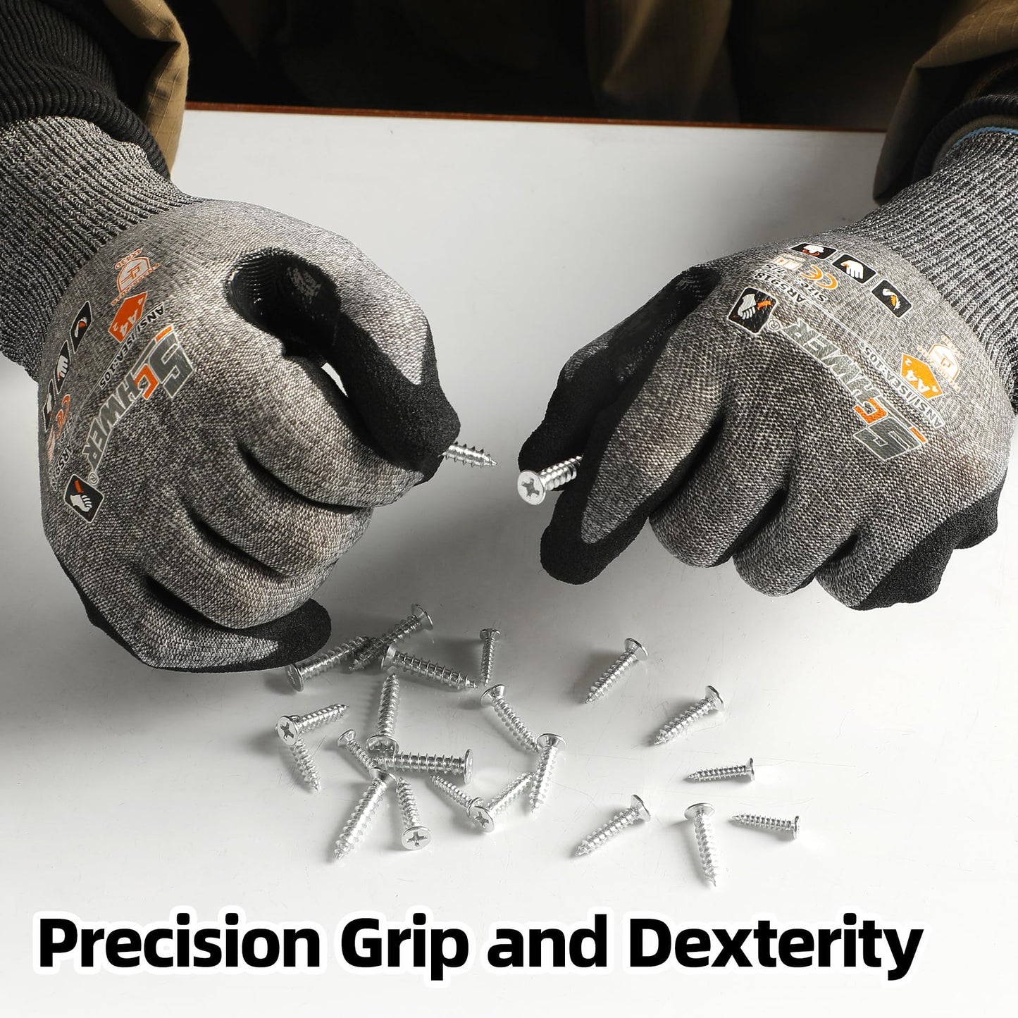 Schwer A4 AIR-SKIN Cut Resistant Work Gloves with Extreme Lightweight & Thin, Grip Glove for Fishing, Refined Work, Gardening Gloves for Yard, Touchscreen, 3D-Comfort Fit, Men Women Gifts, AR3900, L