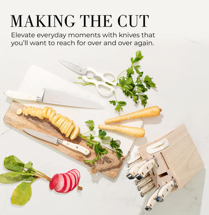 Styled Settings Gold Knife Set with Block and Built-In Sharpener, 14-Piece