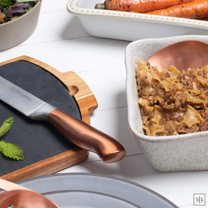 Styled Settings Gold Knife Set with Block and Built-In Sharpener, 14-Piece