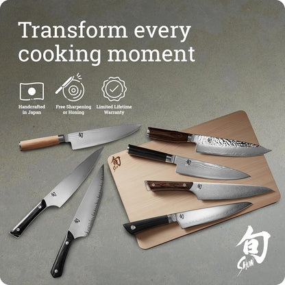 Shun Premier 10 Piece Block Set | Includes 8" Chef, 4" Paring, 5.5" Nakiri, 7" Santoku Knife & More, Damascus Stainless Steel Cladding, Pakkawood Handle