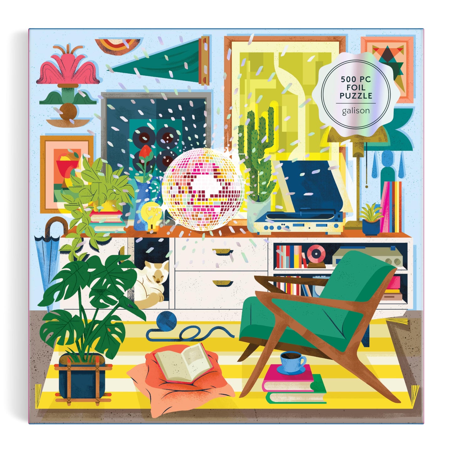 Galison Disco Life | 500 Piece Foil Jigsaw Puzzle Featuring Beautiful Artwork of Disco Ball Inspired Still Life