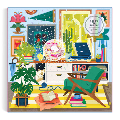 Galison Disco Life | 500 Piece Foil Jigsaw Puzzle Featuring Beautiful Artwork of Disco Ball Inspired Still Life