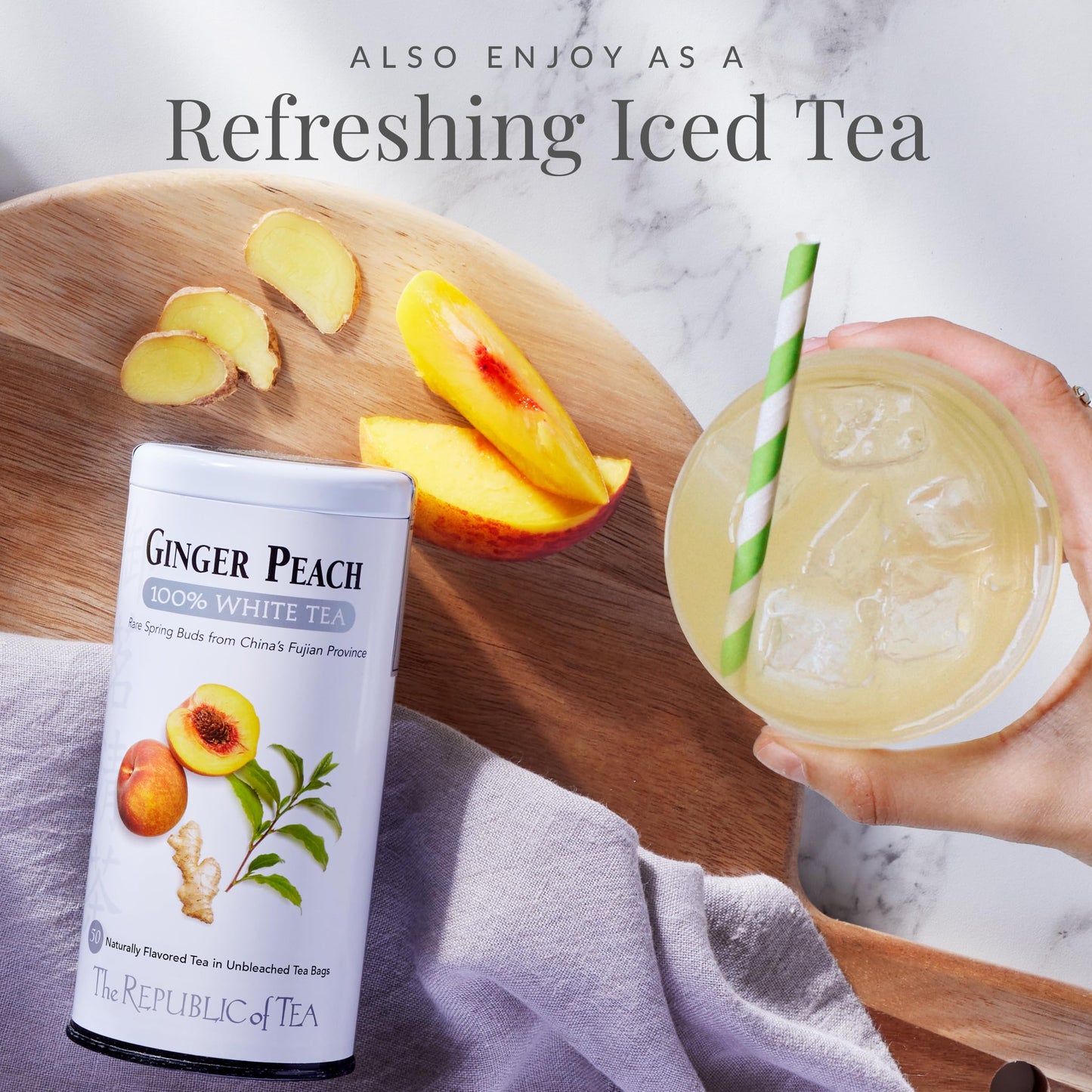 Ginger Peach 100% White Tea, Low Caffeine, 50 Count | The Republic of Tea